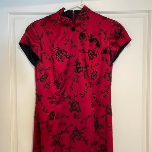 Red black beaded dress